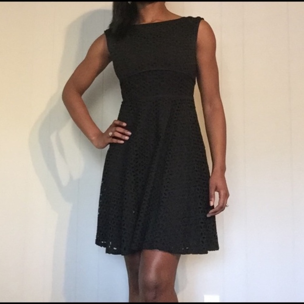 LOFT black eyelet dress 0P